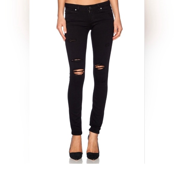PAIGE Black Verdugo Ultra Skinny Destroyed Black Jeans, Size 27 - Picture 1 of 8